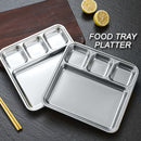 idrop [ 20cm x 21cm ] SUS304 Stainless Steel 4 Grid Compartment Korean Style Food Tray / Dulang Makanan Keluli Tahan karat / 20*21*2CM不锈钢四格韩式格盘(餐盘 )(304)