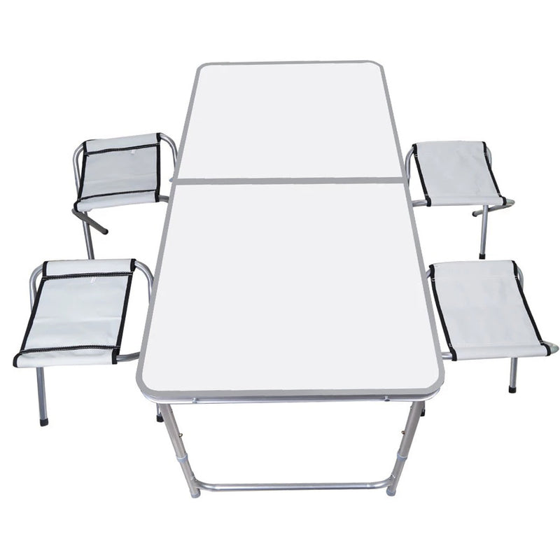 idrop Foldable Aluminium Table with 4 Stools Outdoor Set