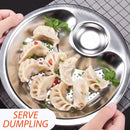 idrop [ 28CM ] SUS304 Stainless Steel Dumpling Tray Plate with Drainage Tray / Pinggan Makan Kuih Kukus + Alas Keluli Tahan Karat / SUS304不锈钢饺子盘盘带排水盘