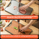 idrop Double Sided Kitchen Cutting Board Ebony Wood + SUS316 Stainless Steel Antibacterial & Mildew Proof / Papan Pemotong Keluli Tahan Karat dan Kayu / 中号方形乌檀木+SUS316不锈 钢双面菜板(带磨刀器 )(39CM*26CM*2CM)(双面新时 代)