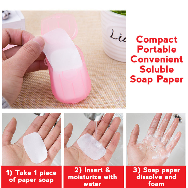 idrop [ 50pcs ] Disposable Pocket Paper Soap Travel Soluble Dissolvable Paper Soap / Kepingan Kertas Sabun Senang Larut / 旅行洗手纸片肥皂片一次性随身香皂片便携式学生皂纸肥皂纸香皂纸