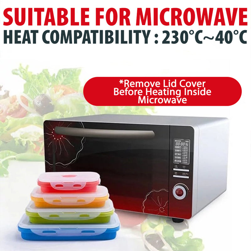 idrop [ 4PCS ] Collapsible Foldable Food Storage Box / Kotak Simpan Makanan / 四件套折叠碗 [ 350ml / 500ml / 800ml / 1200ml ]