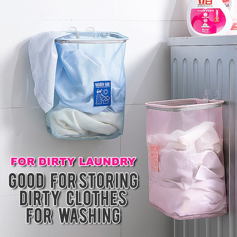 idrop Wall Mounted Dirty Clothes Mesh Laundry Basket / Bakul Jaring Baju Basuhan / (强力胶)网格脏衣篮