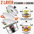 idrop [ 40CM ] 2 Layer Stainless Steel Steamer Cooker / Periuk Kuali Masak Stim / 40CM加厚双碟蒸锅(正利)