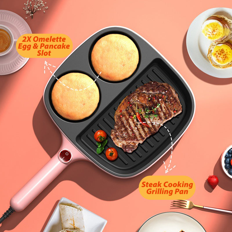 idrop [ 3 IN 1 ] 900W Multifunctional Breakfast Electric Cooking Egg Omelette Steak Pan / Kuali Goreng Elektrik / 鸡蛋牛排电煎锅迷你多功能早餐机