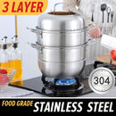idrop [ 32CM ] 3 LAYER Multifunction SUS304 Stainless Steel Kitchen Cooking Steam Pot / Kuali Periuk Stim dan Memasak / 32CM不锈钢法拉赫三层多用