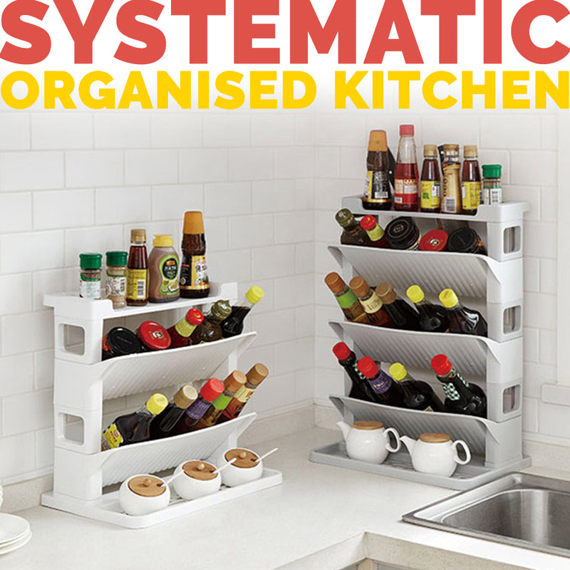 idrop 4 Layer Multi Layer Kitchen Seasoning & Bottle Jar Rack Shelf