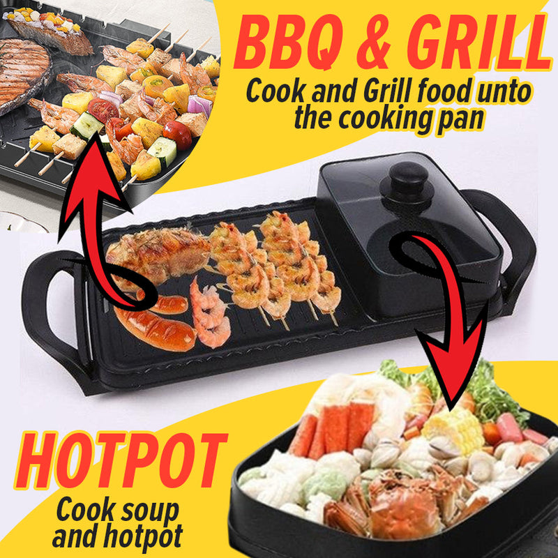 idrop [ 2 IN 1  ] Electric Grill, BBQ Barbecue & Hotpot Cooker 1600W [ HSX-611A ]