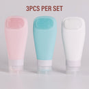 idrop [ 3PCS SET ] 90ml Silicone Lotion Dispensing Bottle With Brush Scrubber / Botol Silikon & Berus / 硅胶乳液分装瓶带刷90ML(3个 1套)