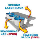 idrop Double Layer Aluminium Alloy Seasoning Rack + 3PCS Jar / Rak Dapur + 3PCS Bekas Perencah / 厨房架+3PCS调味罐