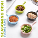 idrop Round Handle Ceramic Seasoning Condiment Dish Plate / Piring Kecil Plat Hidangan Perasa / 陶瓷碟 6.5CM圆柄碟(10CM)(黄/粉红/青/蓝) [ 6.5CM(D) 10CM(L) ] [ YELLOW/PINK/CYAN/BLUE ]