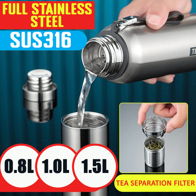 idrop [ 800ml / 1000ml / 1500ml ] Full Stainless Steel SUS316 Full Grade Vacuum Cup / Botol Minuman Keluli Tahan karat 316 Kedap Udara / 全钢316不锈钢保温杯食品级大号保温水壶男士泡茶杯刻字