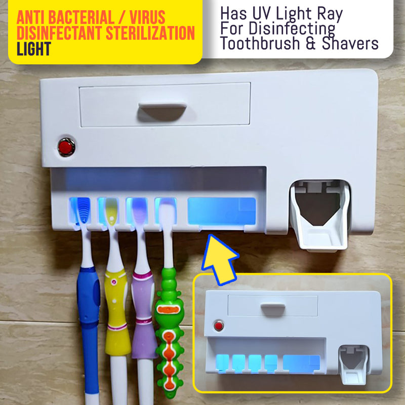 idrop Wall Mounted Toothbrush Toiletries Storage Rack Shelf with Anti Bacteria Virus UV Disinfectant Sterilization Light