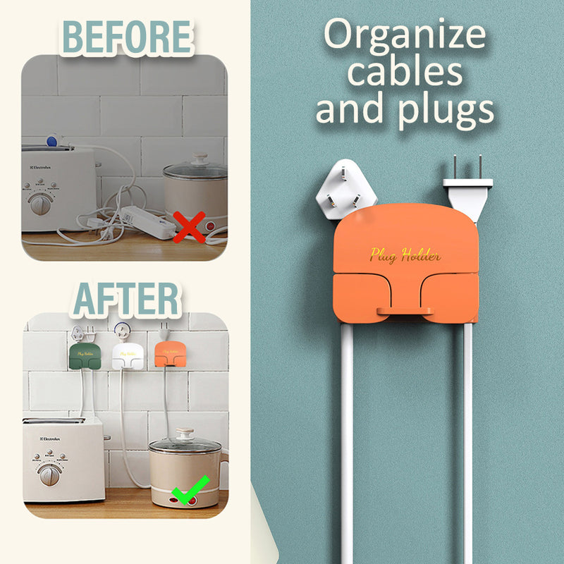 idrop Wall Mounted Multifunction Plug & Cable Organizer Holder / Pemegang Palam Pelbagai Fungsi & Kabel Dipasang di Dinding / 可绕线插头固定架(双面胶)(插头收纳架)
