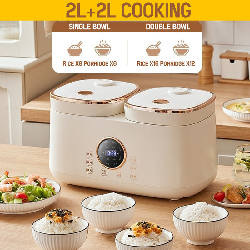 idrop [ 2 Liter ] 2 IN 1 Multifunction Smart Electric Health Rice Cooker 800W / Periuk Masak Elektrik Pelbagai Guna Dua Dalam Satu / 2L智能养生电饭煲800W双饭煲