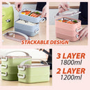 idrop [ 1200ml 2 LAYER / 1800ml 3 LAYER ] Heat Insulated Portable Lunchbox / Bekas Makanan Mudah Alih / 二&三层长方形U形扣饭盒