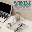 idrop [ 8 SLOT ] Table Desktop USB Data Cable & Accessory Storage Box / Kotak Penyimpanan Kabel USB & Aksesori / 塑料透明8格不带盖桌面数据线收纳盒(桌面数据线收纳神器)25*8.5*4.8CM