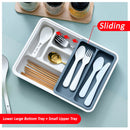 idrop [ 2 LAYER ] Drawer Storage Box Organizer with Multi Compartment / Kotak Penyimpanan Perkakas Dapur / 塑料2层匙叉筷篮 [ 24*31*6.5CM ]