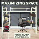 idrop [ 3 IN 1 ] Loft Bunk Bed Frame with Study Table & Book Shelves [ Single Bed ] [ WHITE ]