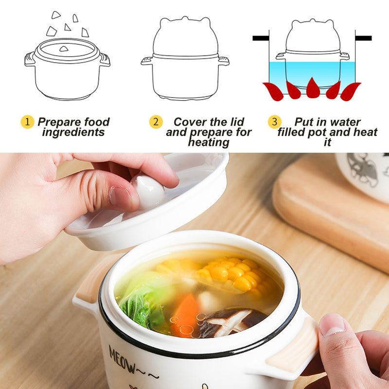 idrop [ 600ml ] Animal Design Ceramic Stew Eating Drinking Mug Cup Bowl Pot