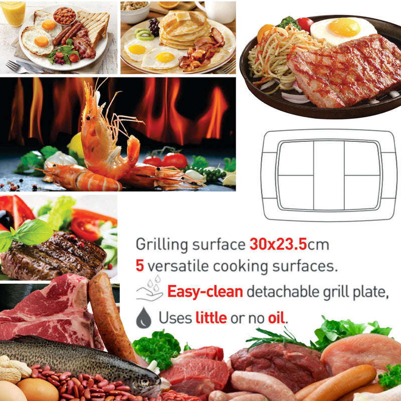 idrop Multi Portion Zone Compartment Hotplate BBQ Kitchen Electric Grill Barbecue [ 1500W ]