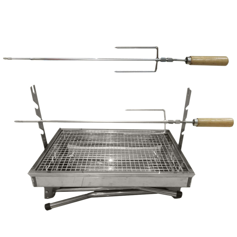 idrop HZA-8802A Outdoor Foldable Standing BBQ Grill - Barbecue with Rotisserie Skewer