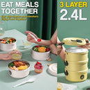 idrop [ 3 LAYER ] 2.4L Portable Lunchbox with SUS304 Stainless Steel Inner / Bekas Bekal Makanan 3 Lapis Mudah Alih / 手提三层不锈钢304饭盒2.4L