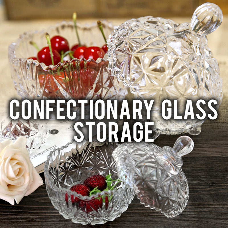 idrop 2pcs Home Confectionary Glass Jar and Glass Serve Tray