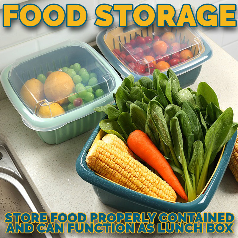 idrop Kitchen Lunch Box Storage + Drainer Wash Basket Food Container