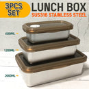 idrop [ 3PCS SET ] SUS316 Stainless Steel Lunch Box [ 600ml / 1200ml / 2000ml ] Rectangular Bento with Sealed Lid Cover / Bekas Makanan Keluli Tahan Karat 3 Set / 日式扁长形316不锈钢保鲜盒三件套(2000/1200/600ML)