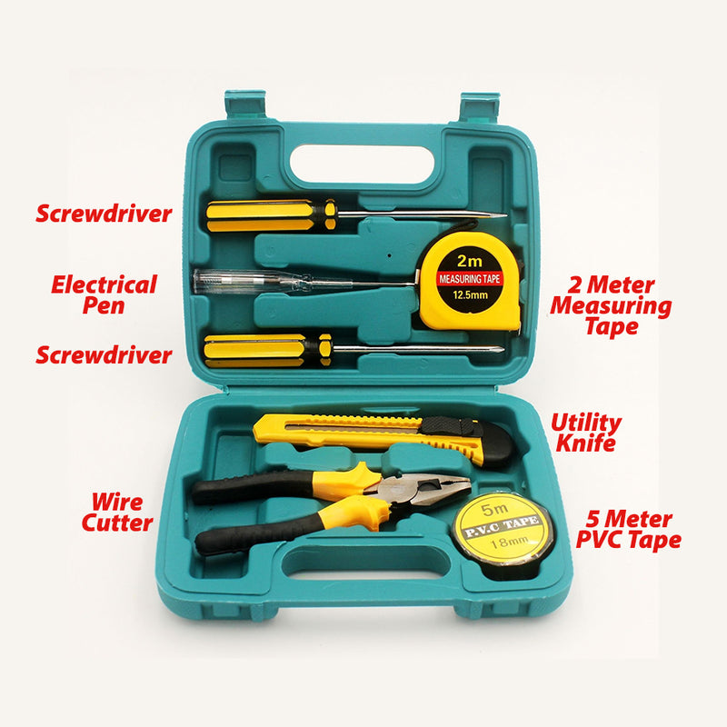 idrop [ 7PCS ] Tool Equipment Set / Set Alat / 7件套组合工具(卷尺+钳+刀片 +开刀+电笔+电工胶)(KS)