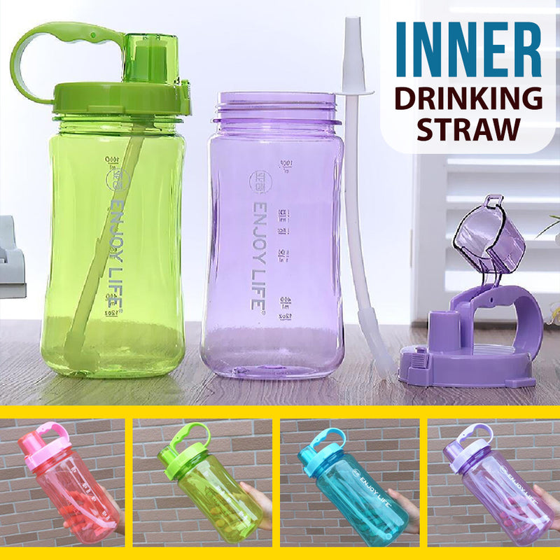 idrop [ 1000ml ] Sports Drinking Water Bottle with Drink Straw / Botol Air Minuman / 塑料水壶