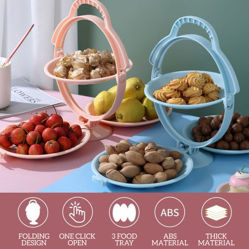 idrop 3 LAYER Portable Food Fruit & Snack Foldable Portable Dish Tray