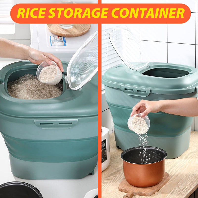 idrop Multifunctional Folding Rice Bucket / Bekas Simpanan Beras Boleh Dilipat / 多功能折叠米桶  [ 32 x 45 x 16~38CM ]