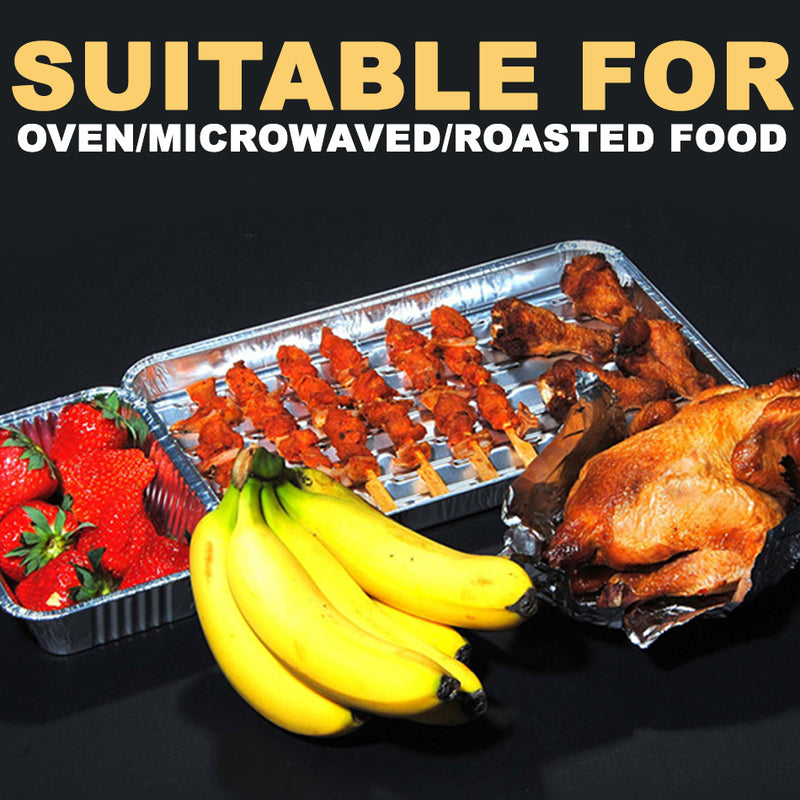 idrop 10PCS ALUMINIUM FOIL [ FLAT TRAY ] - Rectangle Cooking Baking Pan