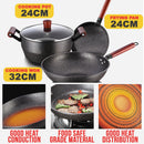 idrop 3 IN 1 [ 24 / 24 / 32cm ] Non-Stick Coated Kitchen Cookware Pot & Pan Cooking Set