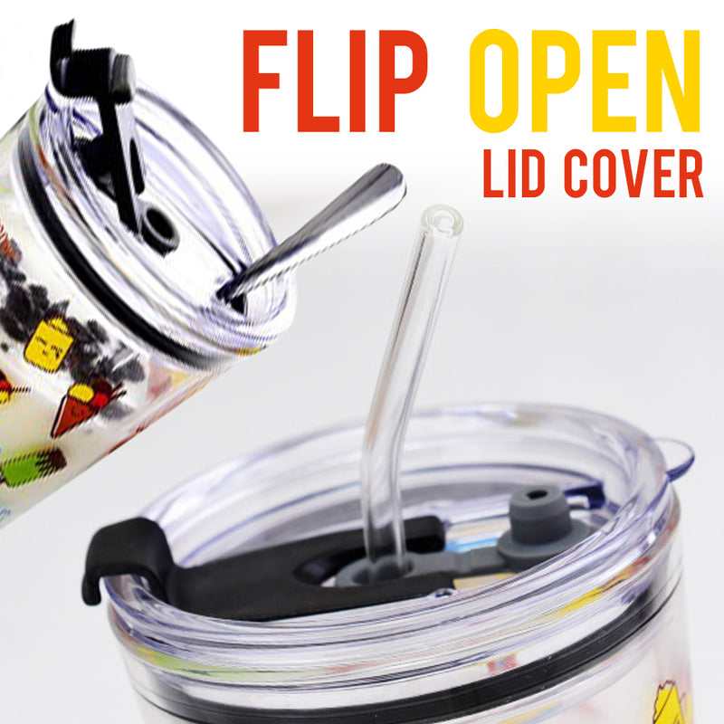 idrop 450ml Drinking Glass Cup + Straw & Spoon