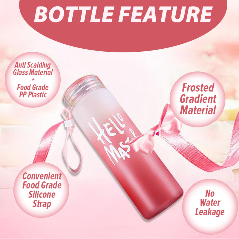 idrop [ 400ml ] HELLO MASTER Glass Drinking Water Bottle / Botol Minuman Kaca / 400ML喷漆玻璃水杯(玻璃水壶)