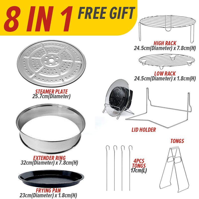 idrop [ 8 IN 1 ] 12 LITER Multifunction Halogen Oven Cooker 1200-1400W / Periuk Ketuhar Halogen Pelbagai Fungsi / 【8合1】12升多功能卤素烤箱灶1200-1400W