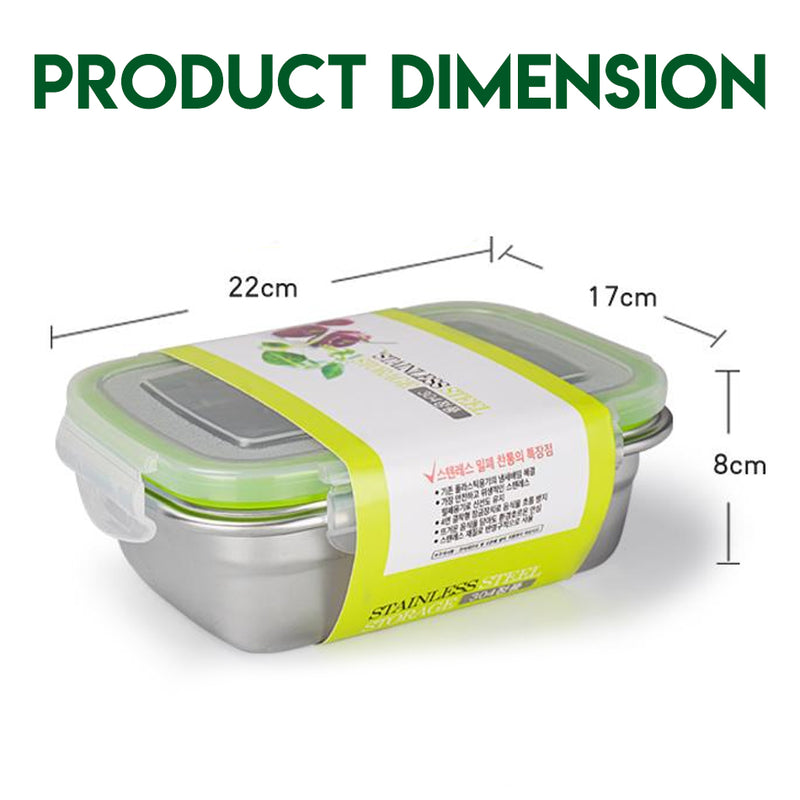 idrop Stainless Steel Food Storage Box with Lid Cover [1.8L]