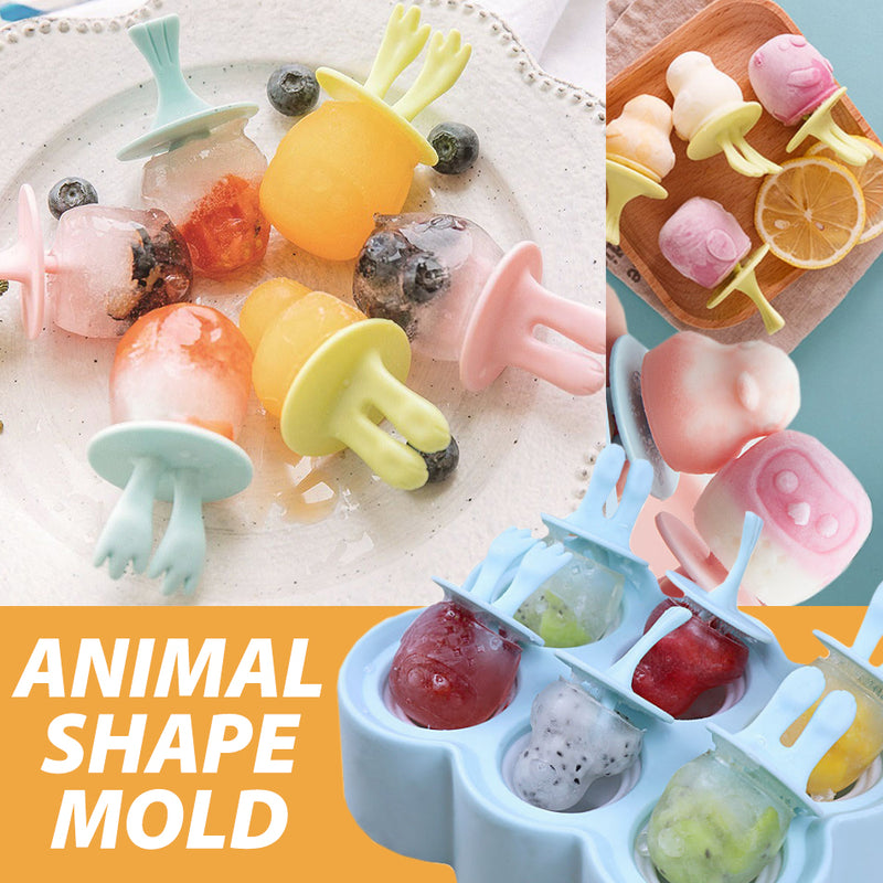 idrop [ 6 SLOT ] Animal Mini Ice Cream Popsicle Mold / Acuan Aiskrim Bentuk Haiwan Mini / 动物迷你冰淇淋冰棒模具