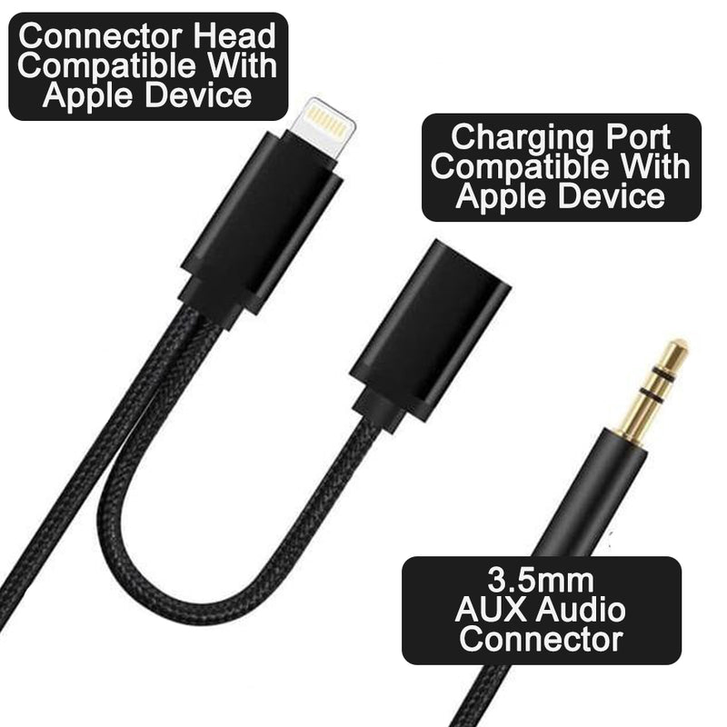 idrop iP 3.5mm Aux Audio Cable & Charging Cable  [ Apple Compatible Charging Port & Connector ]