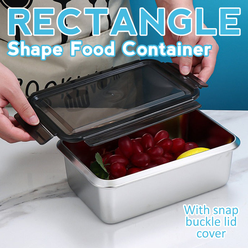 idrop [ 600ml + 1400ml + 2800ml ] SUS316 Stainless Steel Antibacterial Rectangle Food Container Food Grade Heat Resistant Lunch Box / Bekas Makanan Keluli Tahan Karat Tahan Panas / 316材质抗菌不锈钢2件套保鲜盒长方形(600ML+1400ML + 2800ml)