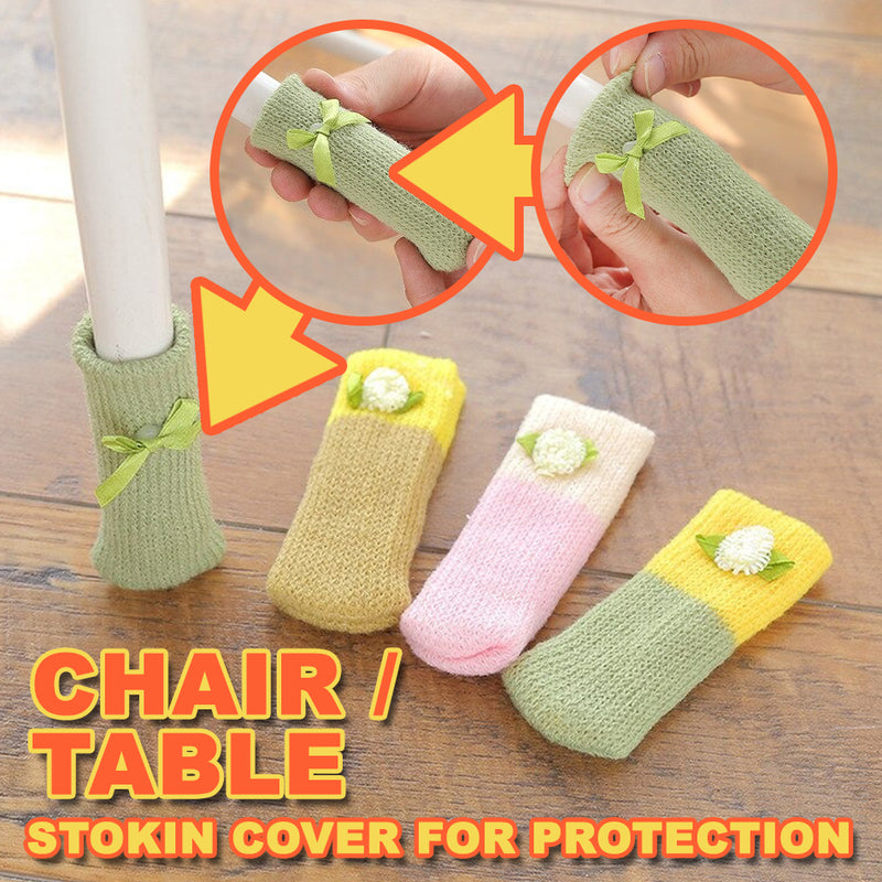 idrop [ 4PCS ] Chair Table Cushion Knitted Sock Foot Cover / Stokin Perabut Kerusi & Meja / 小花椅子脚包垫（4个1套)(针织脚套)