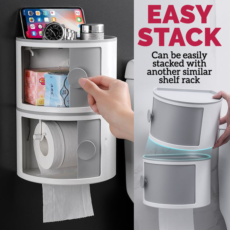 idrop Wall Mounted Household Toiletry Storage Shelf Rack with Toilet Roll Holder