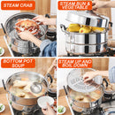 idrop 40CM Double Layer Stainless Steel Steam Pot Steamer Cooker / Periuk Masak & Stim Keluli tahan Karat / 40CM双层不锈钢蒸锅和炊具