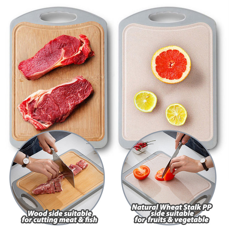 idrop [ DOUBLE SIDE ] Kitchen Cutting Board Ebony Wood & Natural Wheat Plastic / Papan Potong Dapur Dua Belah Kayu & Plastik Gandum / 双面菜板乌檀木加小麦梗