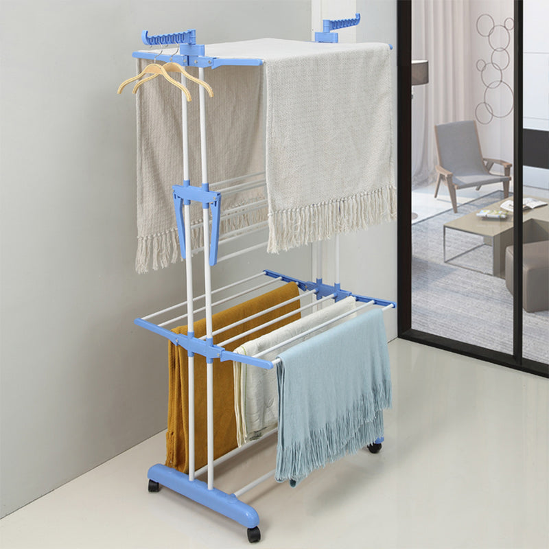 idrop THREE LAYER Foldable Mobile Laundry Clothes Drying Rack With Rotatable Arm Hanger