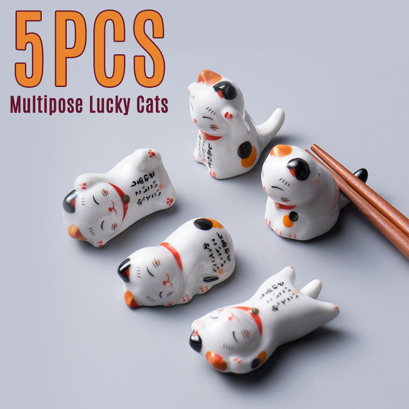 idrop [ 5PCS ] Ceramic Lucky Cat Chopstick Holder / Pemegang Chopstick Kucing / 陶瓷招财猫筷子架(5个套)