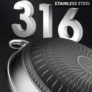 idrop [ 36CM ] Honeycomb Nonstick Stainless Steel SUS316 Cooking Wok with Full Lid Cover / Kuali Memasak Keluli Tahan Karat / 蜂窝不粘不锈钢SUS316炒锅半全盖